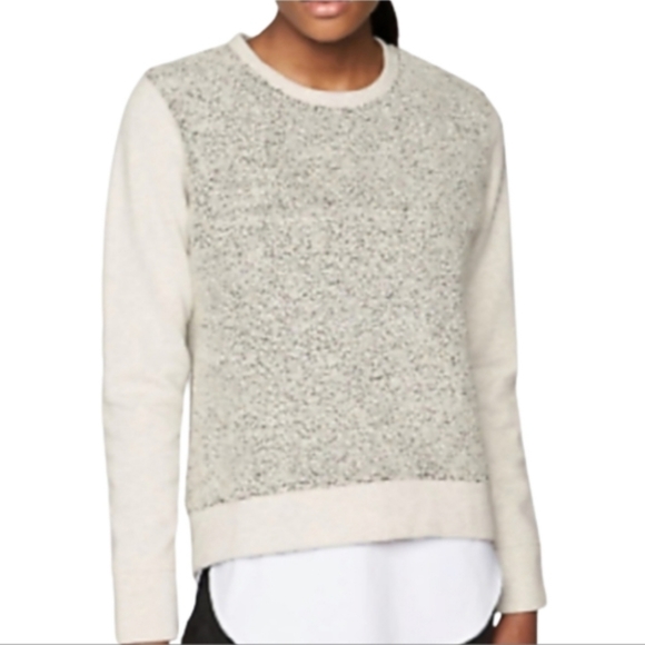 Athleta Tops | Athleta Sherpa Crew Neck High Low Sweatshirt XL Like New | Color: Silver/White | Size: XL | Vans36's Closet